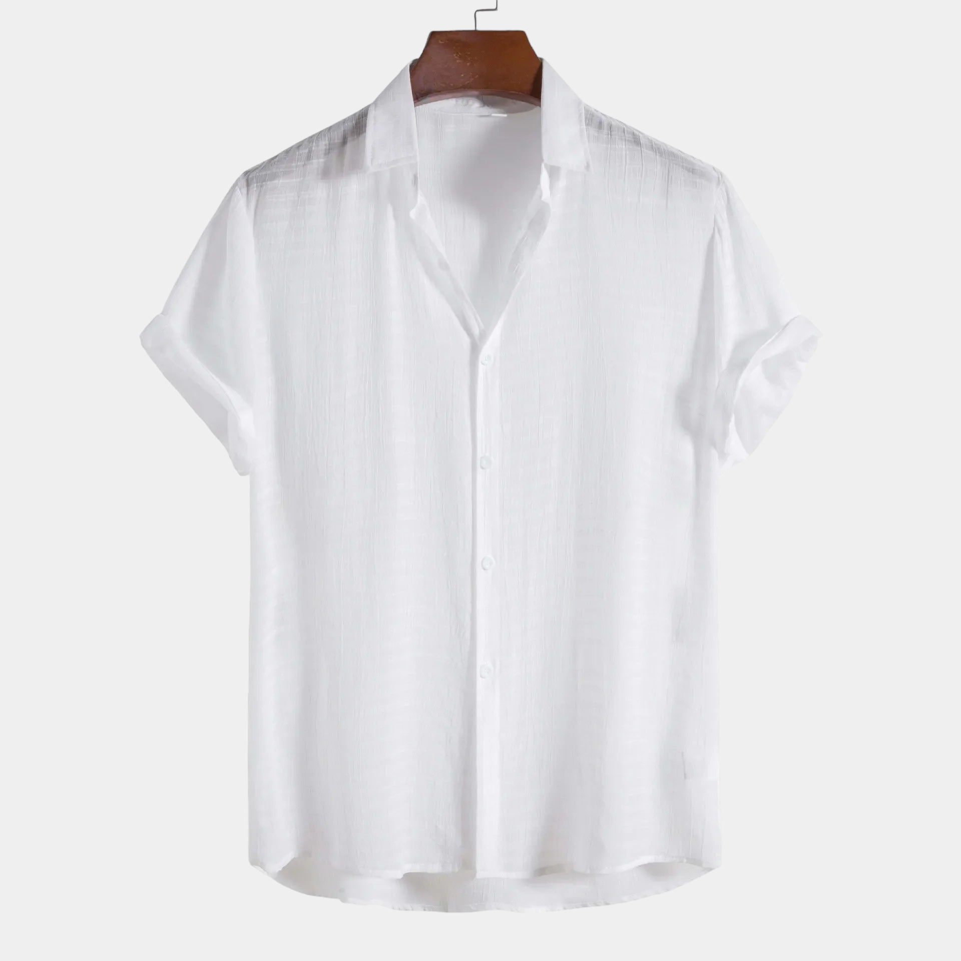 Men's Short Sleeve Button-Down Shirt - Pleated Texture