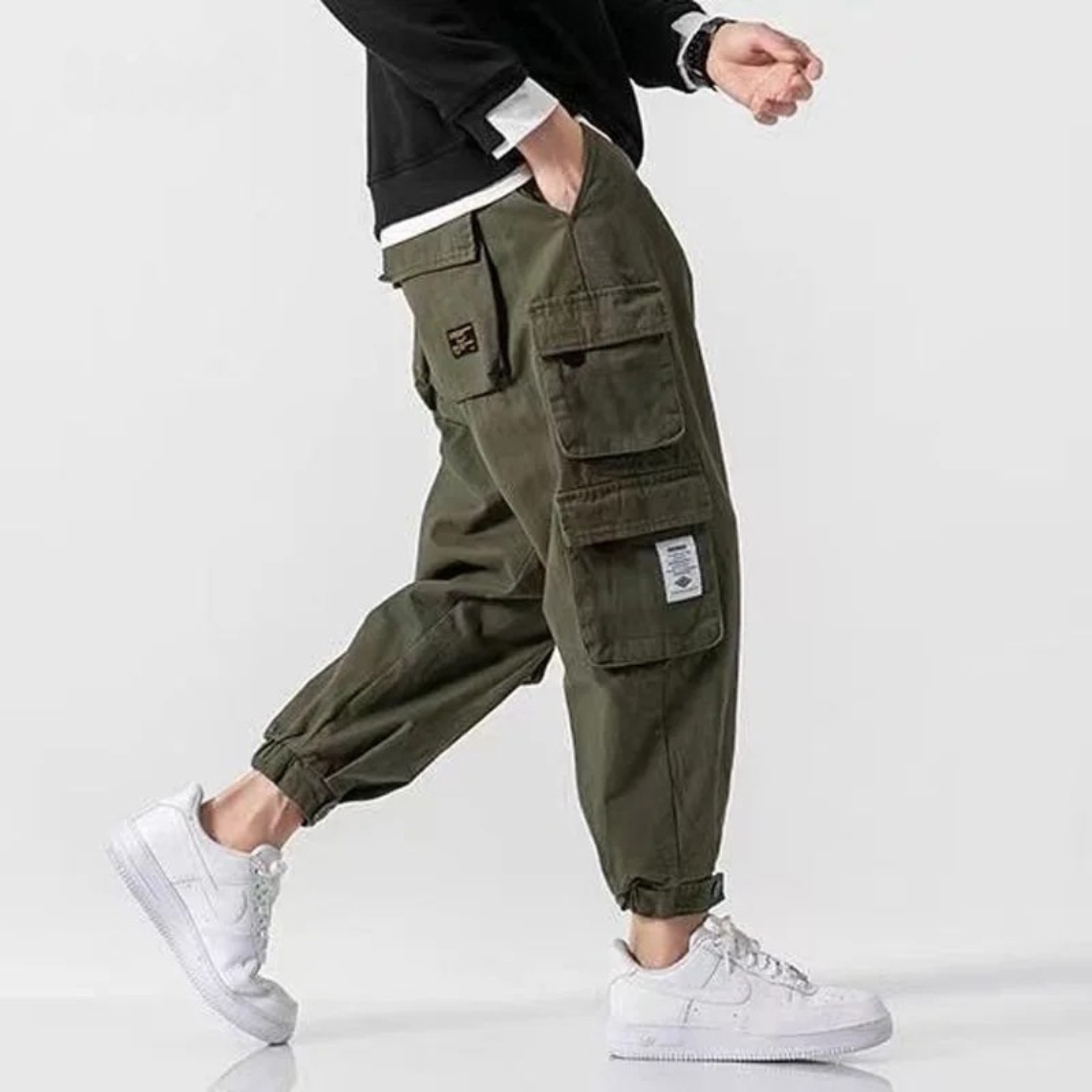 Men's Cargo Pants - Multi-Pocket Jogger Elasticated Cuff