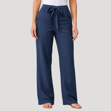 Women's Linen Wide Leg Pants with Drawstring Waist