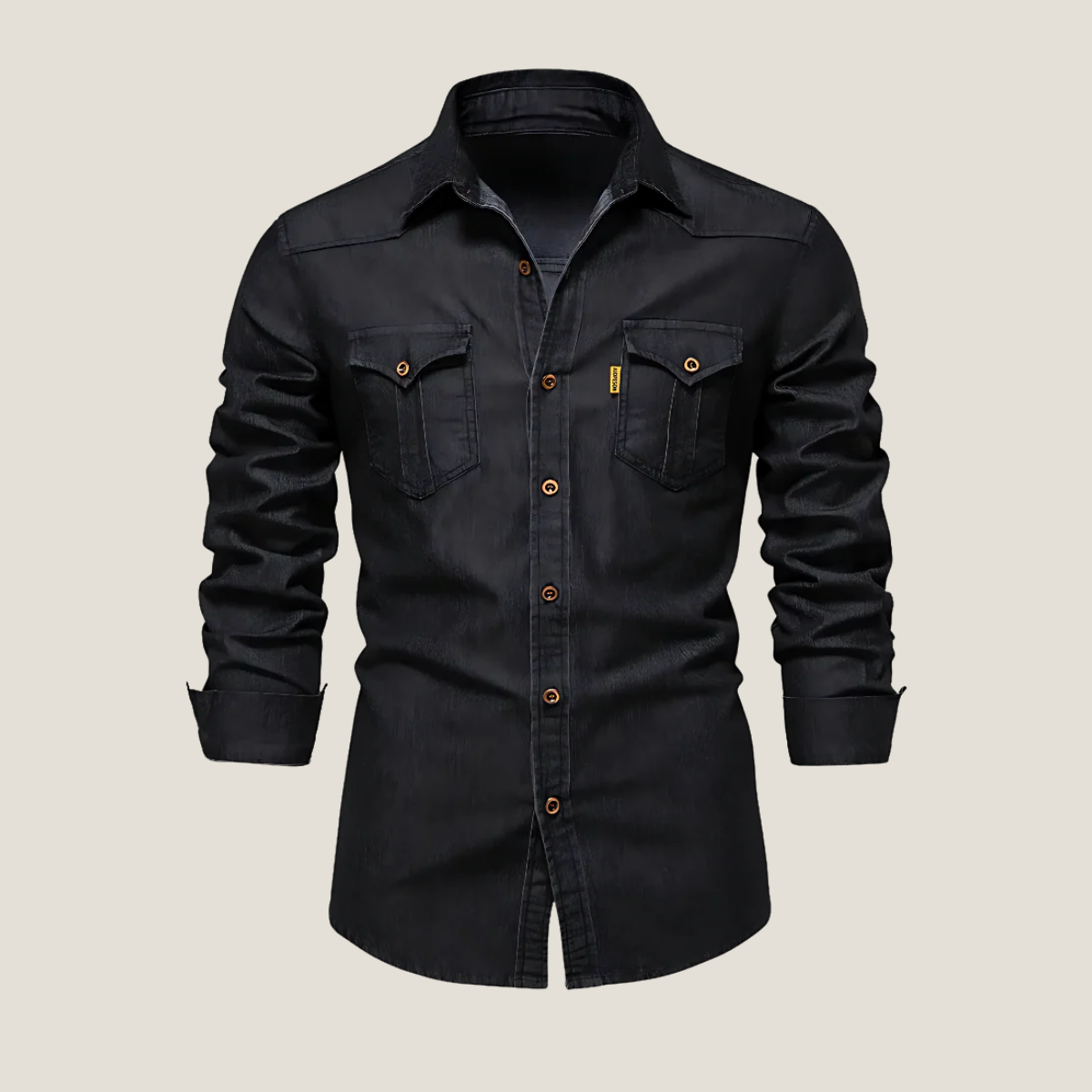 Men's Denim Shirt - Long Sleeve Button Up - Dual Chest Pockets