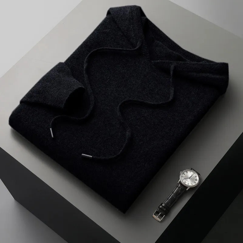 Men’s Hooded Jumper – Minimal Long Sleeve Pullover with Drawstring Detail