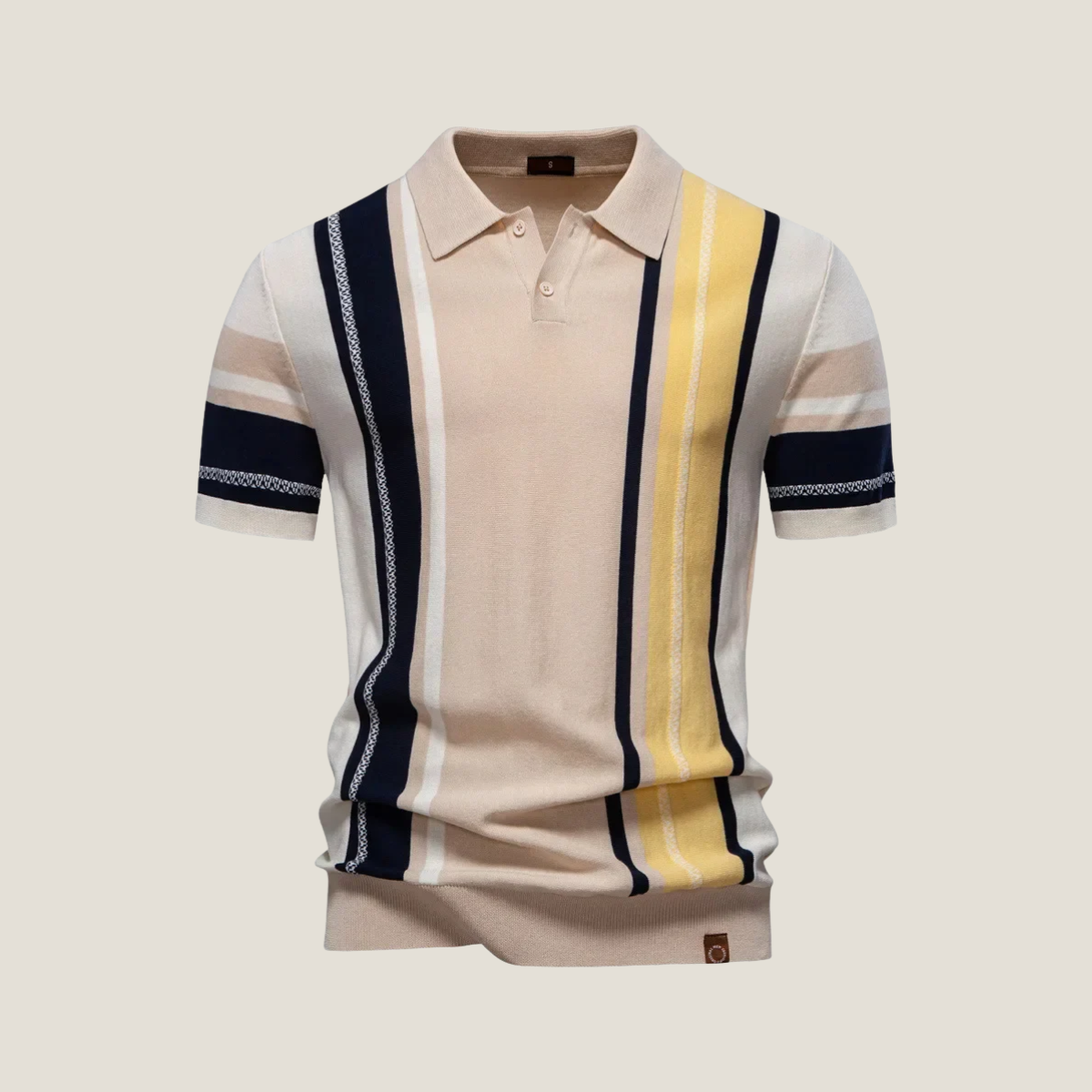 Men's Knit Polo Shirt - Vertical Stripe - Short Sleeve - Slim Fit
