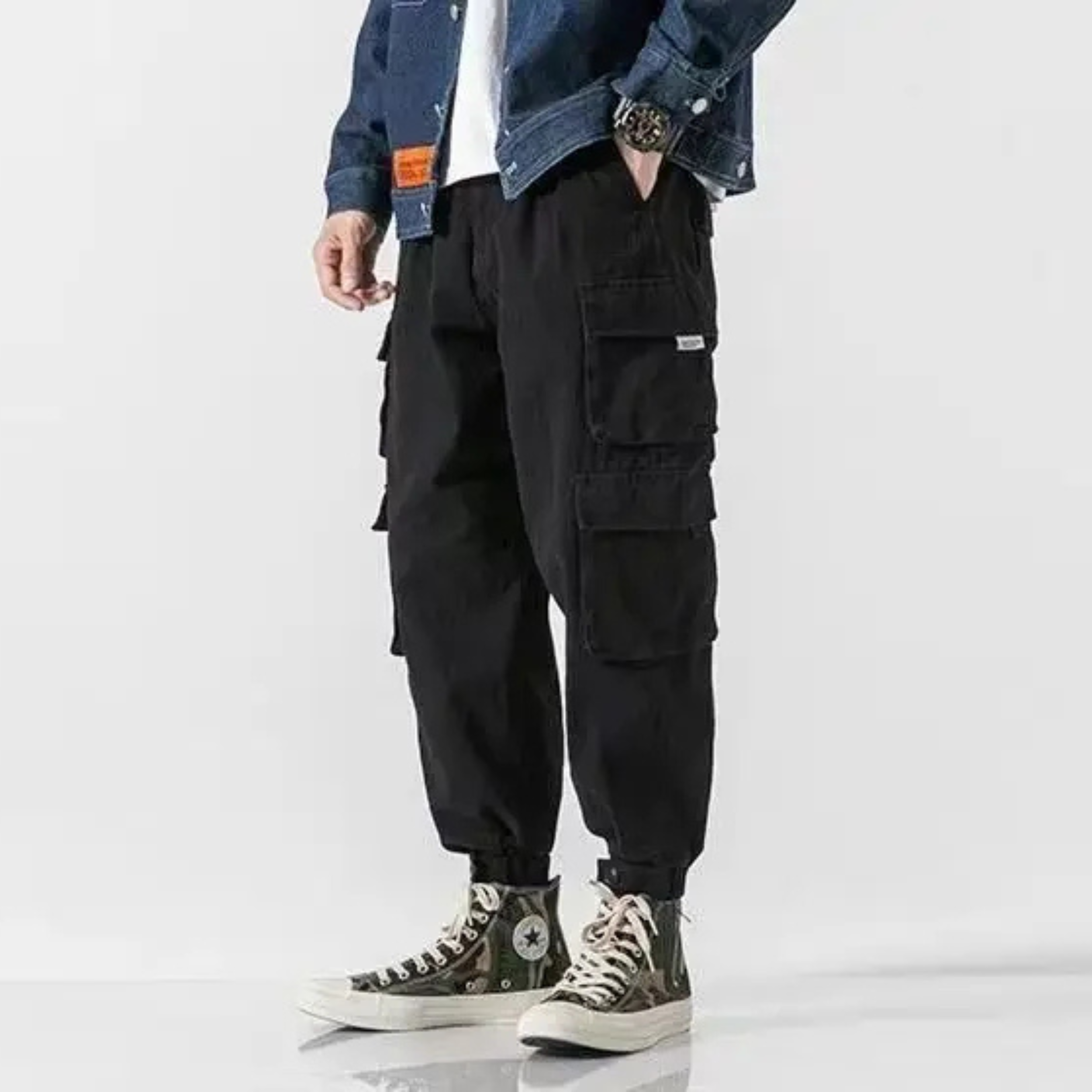 Men's Cargo Pants - Multi-Pocket Jogger Elasticated Cuff