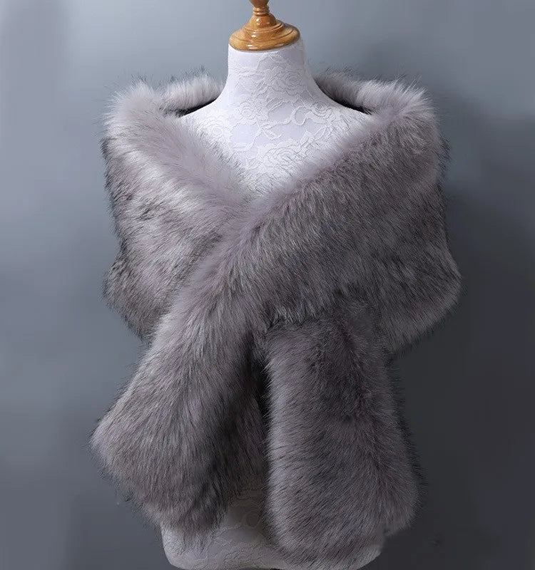 Women's Faux Fur Wrap Shawl - Shoulder Stole Cover Up