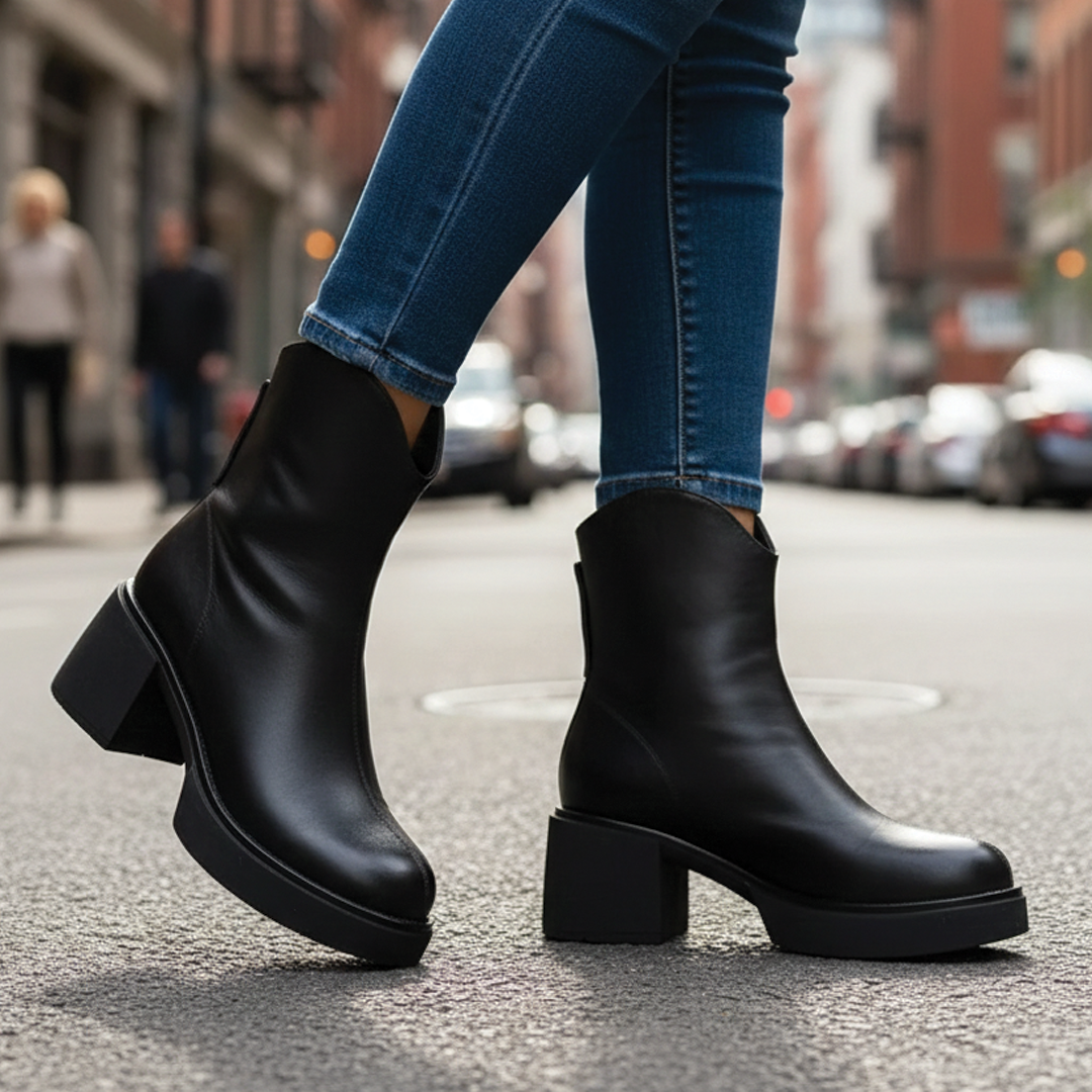 Women’s Ankle Boots – Platform Block Heel Pull On Boots