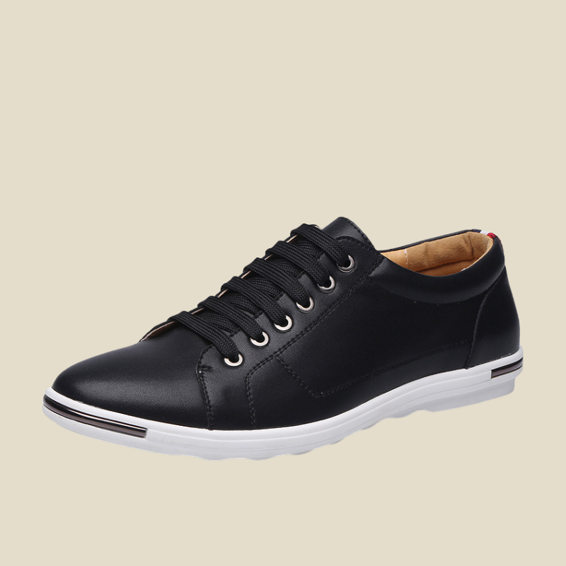 Men's Lace-Up Sneakers with Stripe Midsole Detail - Low Top - Casual Style