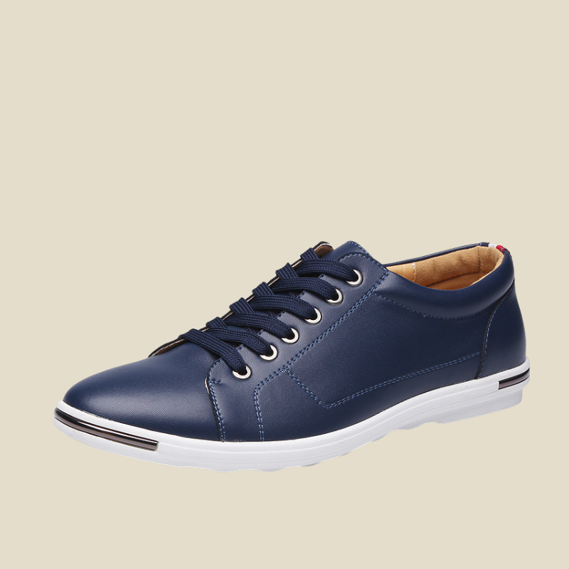 Men's Lace-Up Sneakers with Stripe Midsole Detail - Low Top - Casual Style