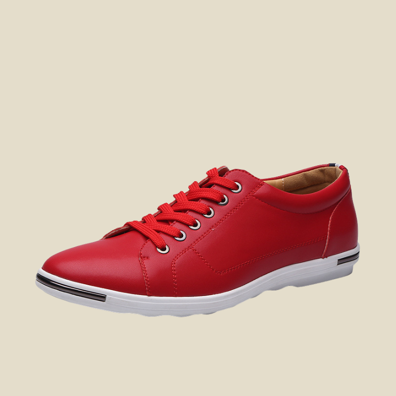 Men's Lace-Up Sneakers with Stripe Midsole Detail - Low Top - Casual Style