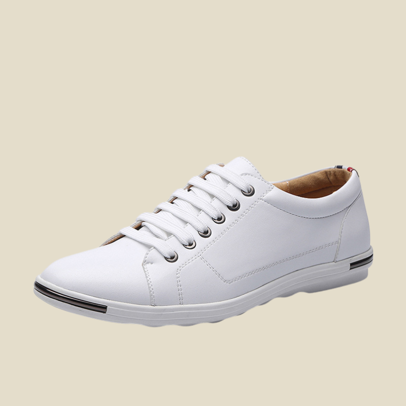 Men's Lace-Up Sneakers with Stripe Midsole Detail - Low Top - Casual Style