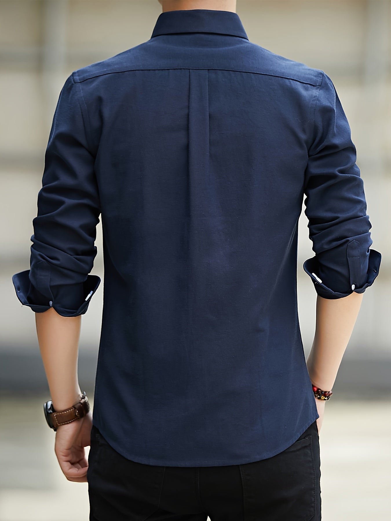 Men's Long Sleeve Oxford Shirt - Button Down - Chest Pocket