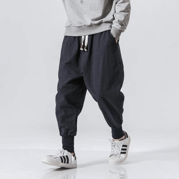 Men's Cotton Harem Pants - Drop Crotch - Ribbed Cuffs