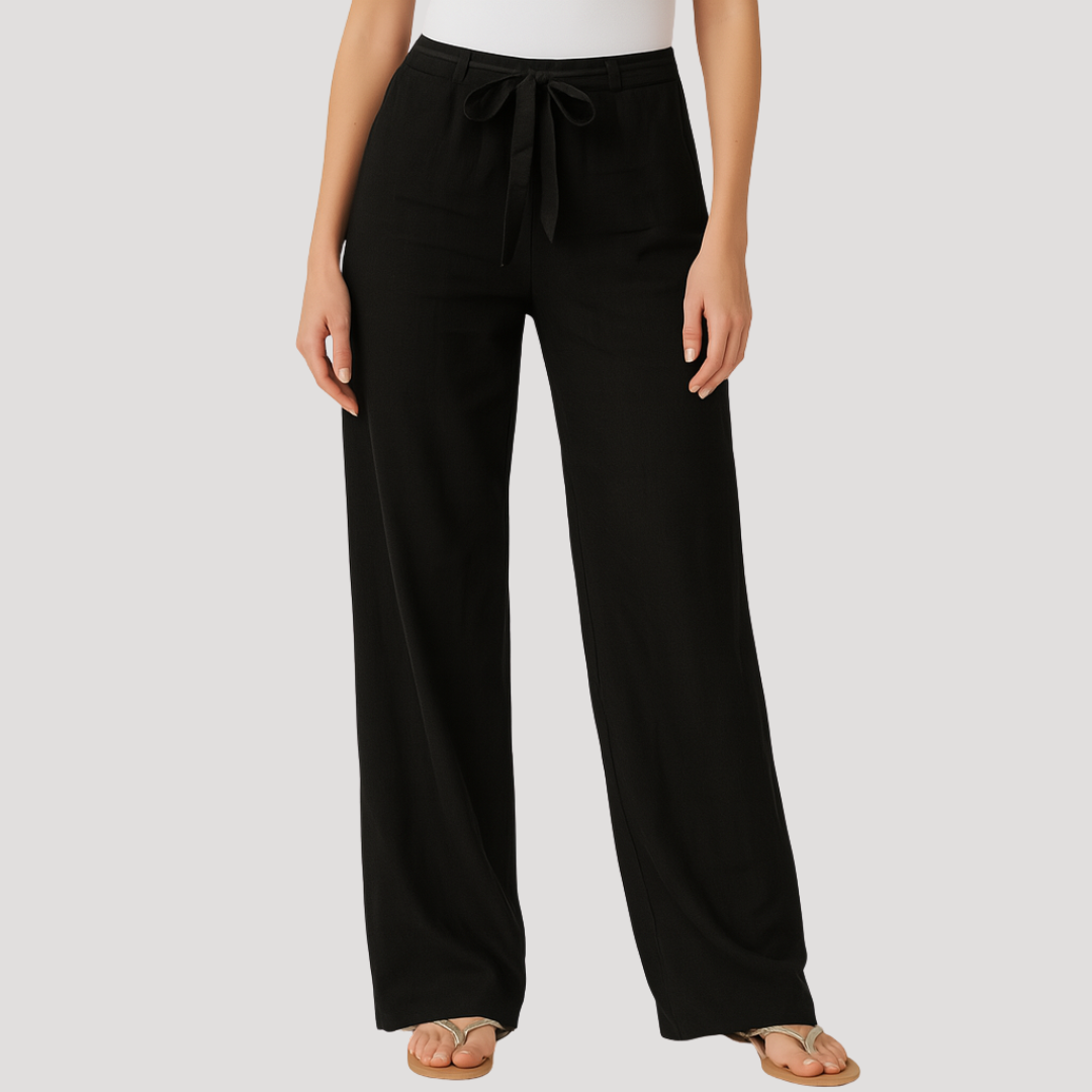 Women's Linen Wide Leg Pants with Drawstring Waist