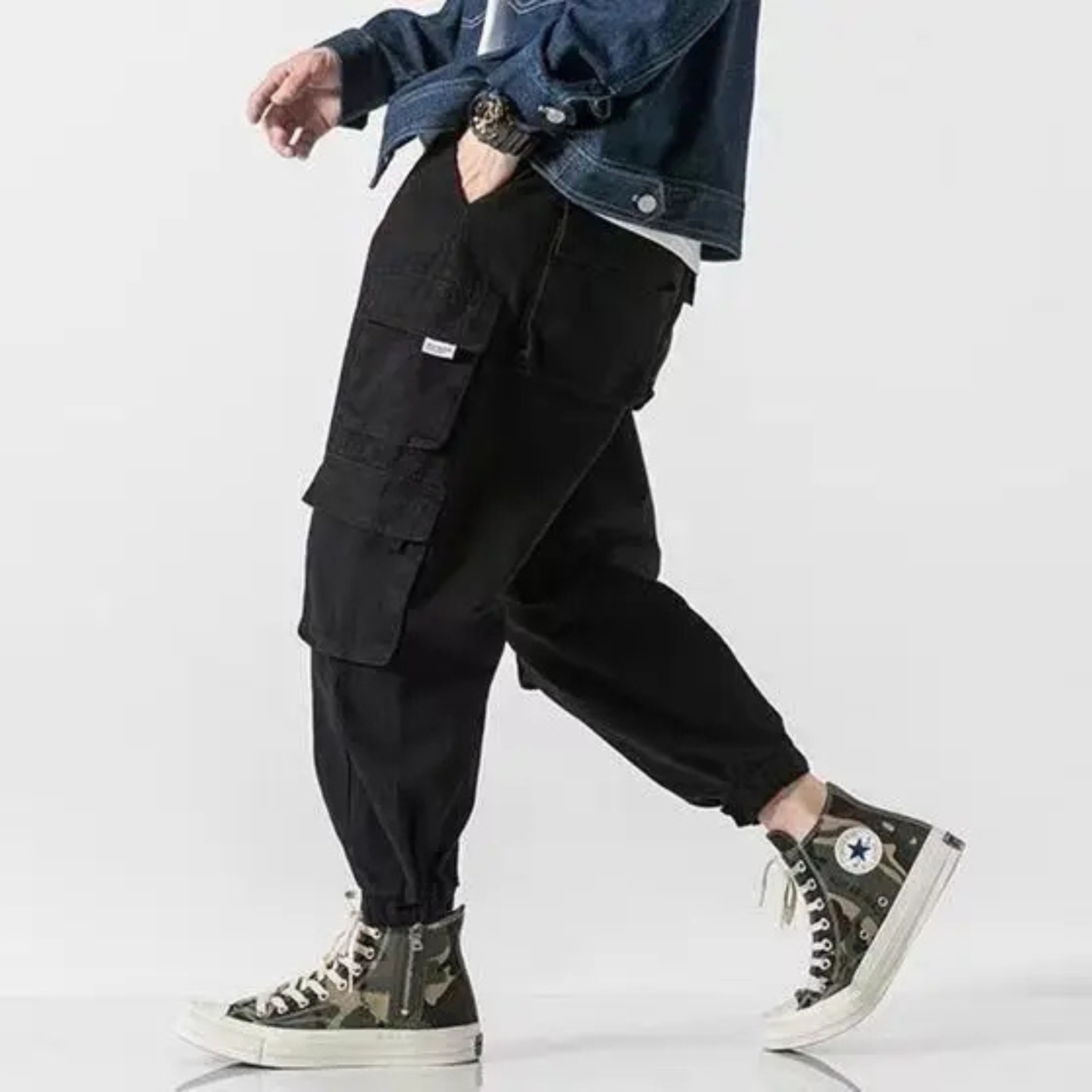 Men's Cargo Pants - Multi-Pocket Jogger Elasticated Cuff