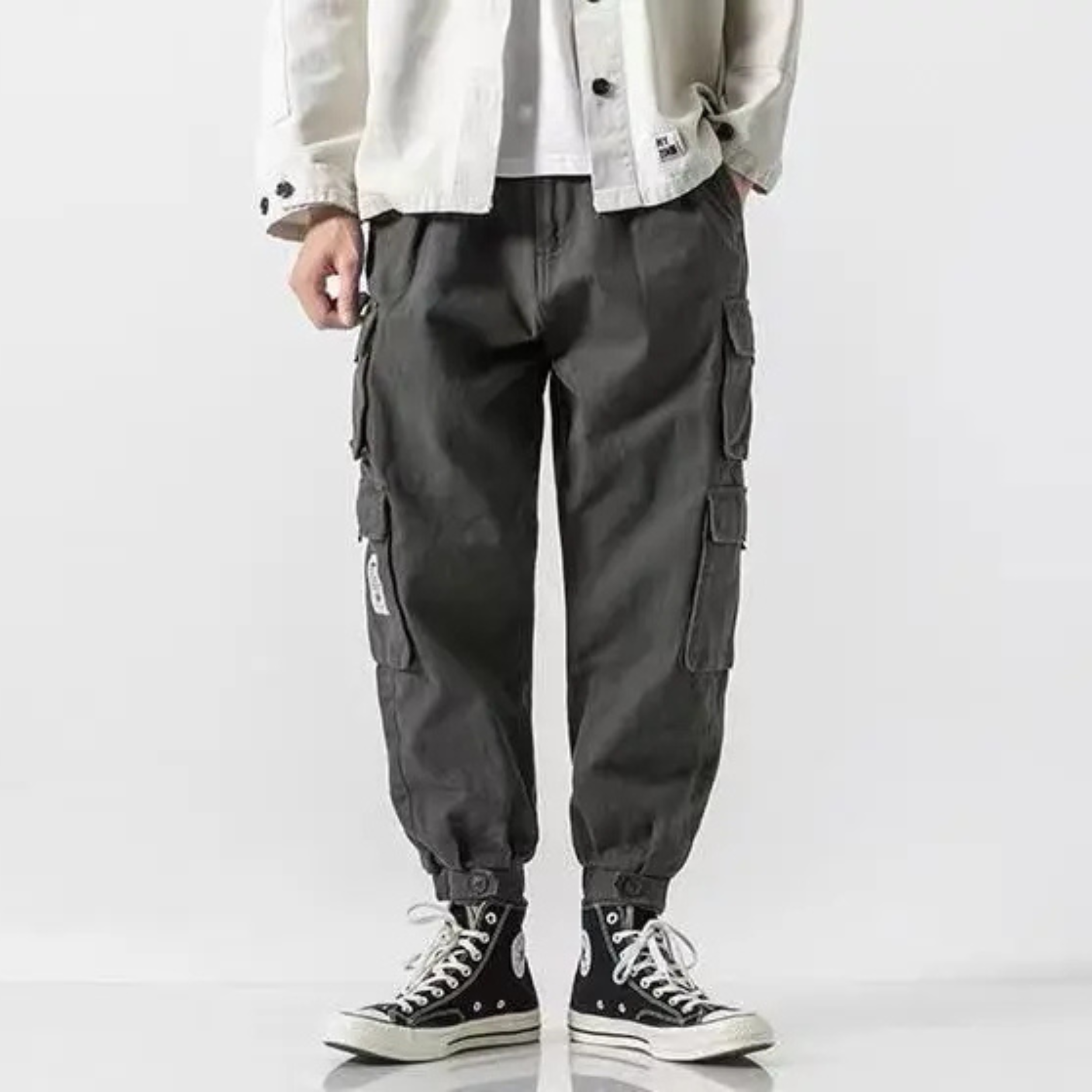 Men's Cargo Pants - Multi-Pocket Jogger Elasticated Cuff