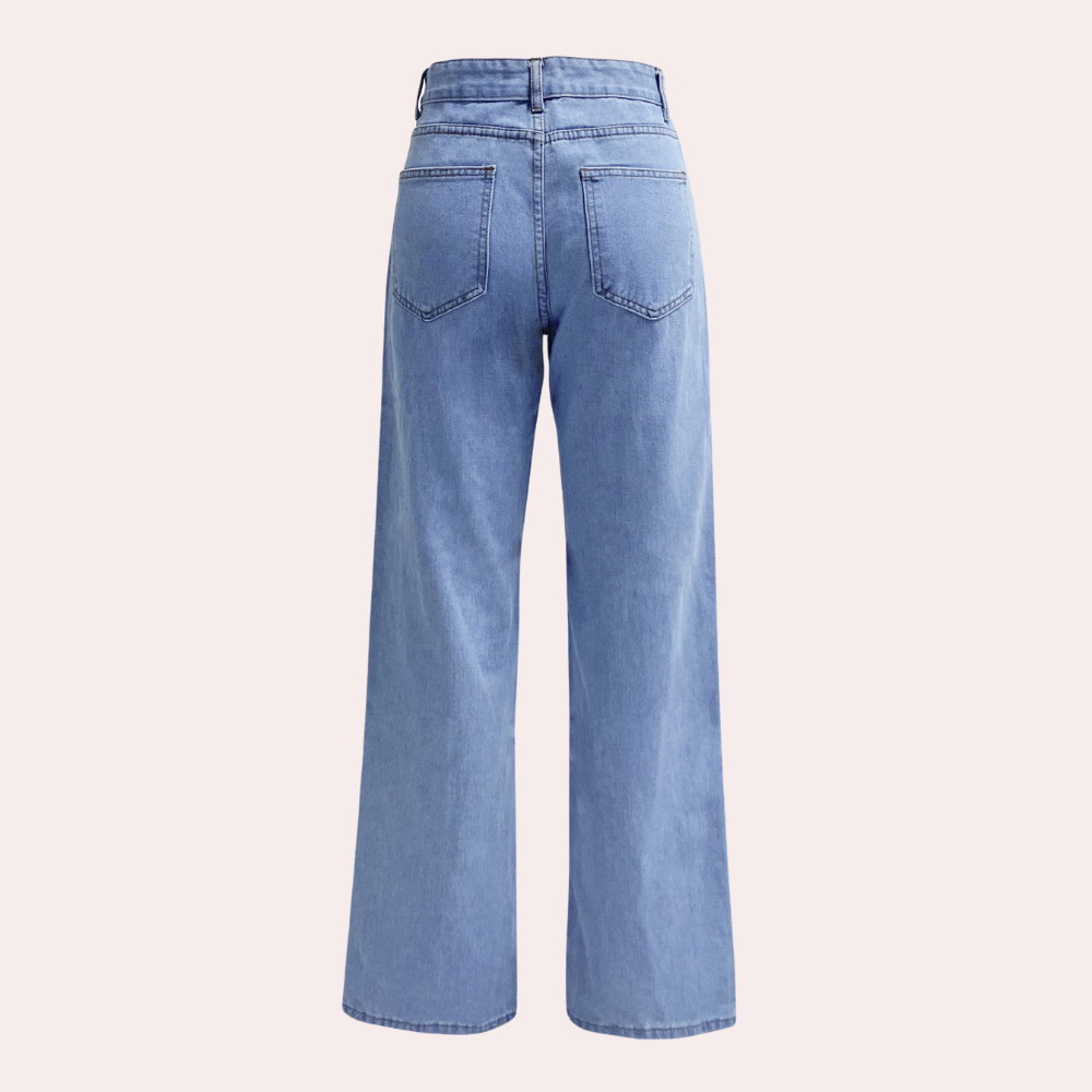 Women's High Waist Wide Leg Jeans - Straight Leg Denim
