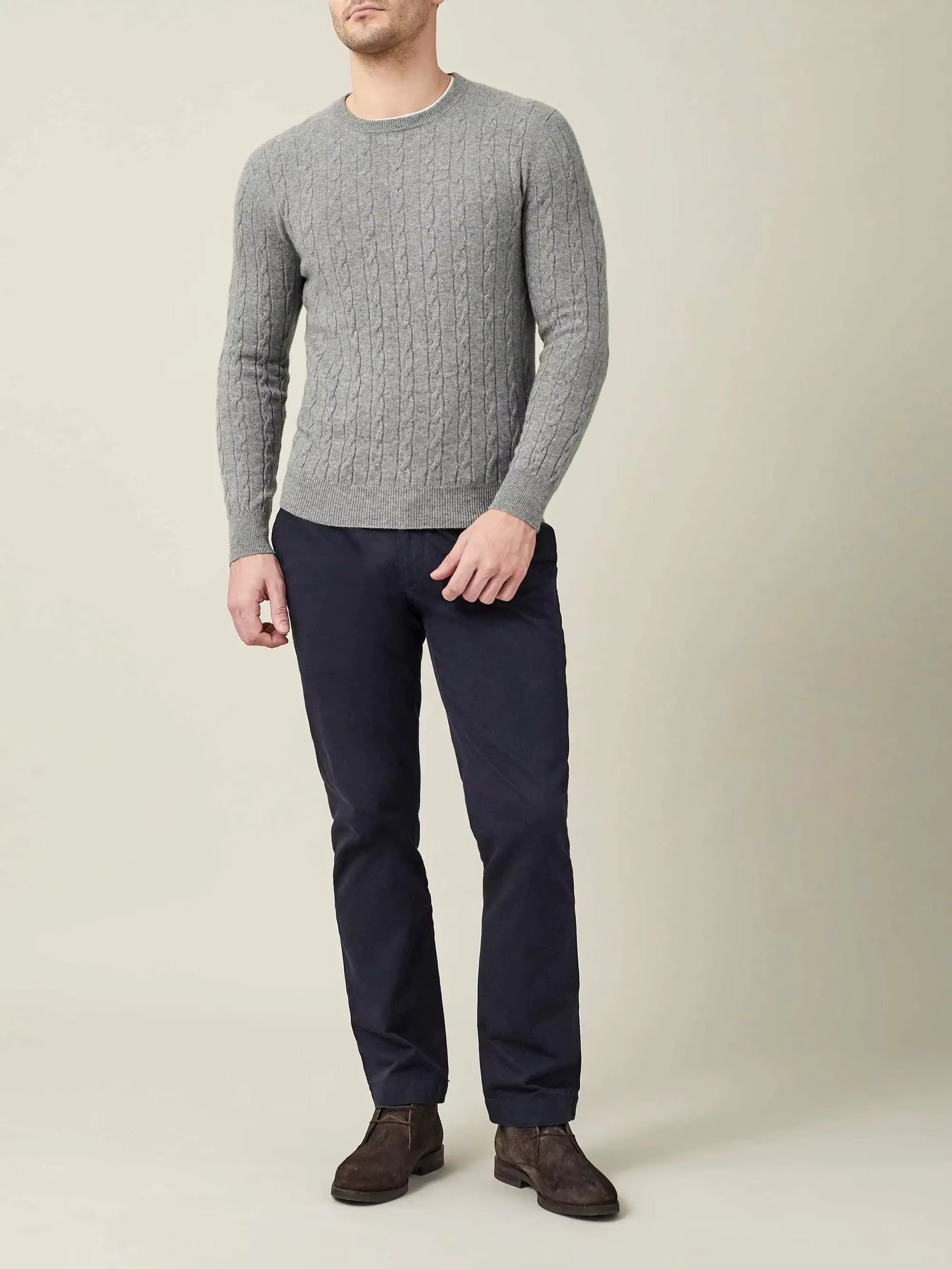 Men’s Cable Knit Crewneck Sweater – Classic Everyday Layer