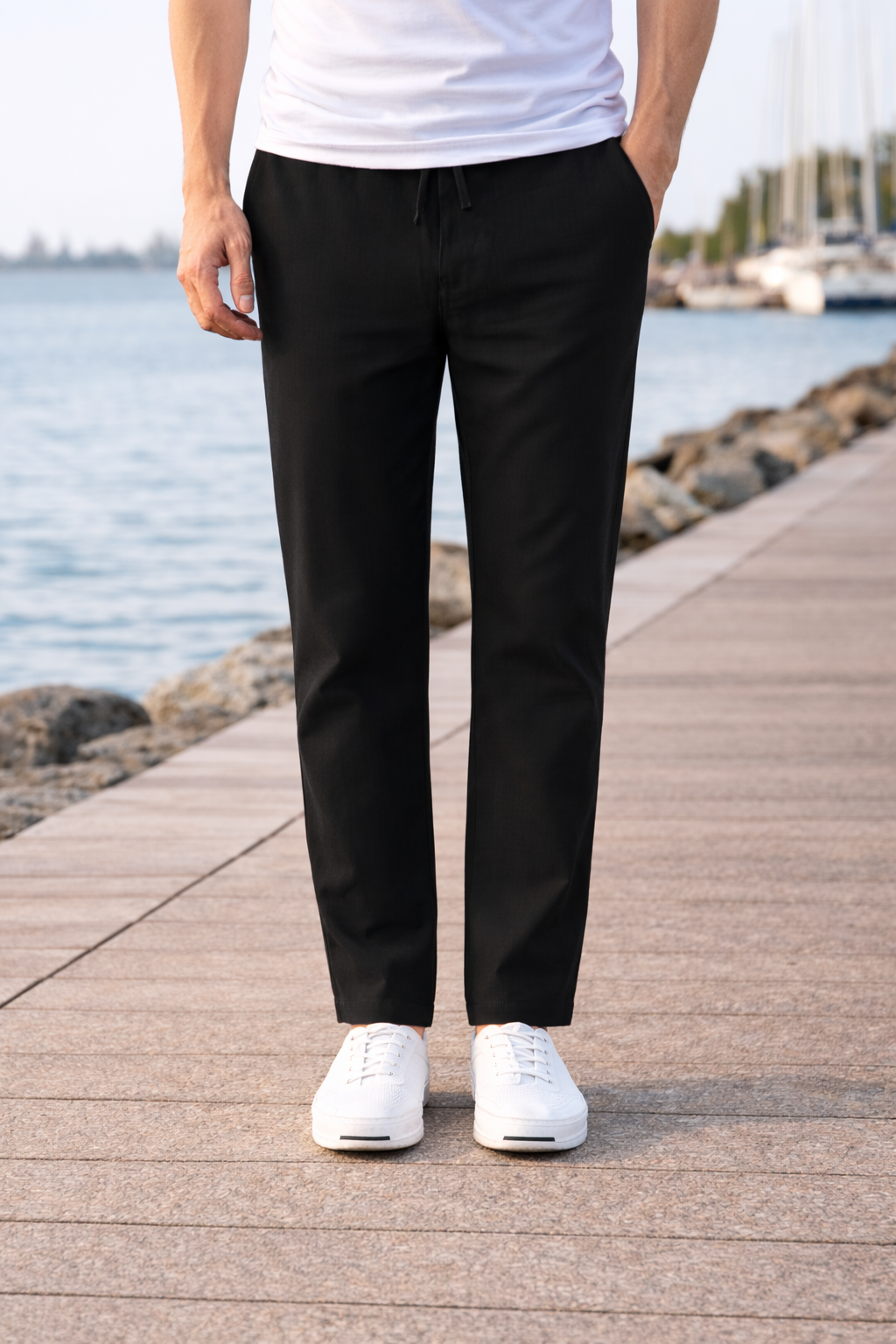 Men's Linen Drawstring Straight Leg Casual Pants