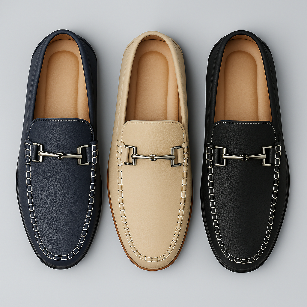 Men’s Slip-On Loafers – Metal Detail Moccasin Design