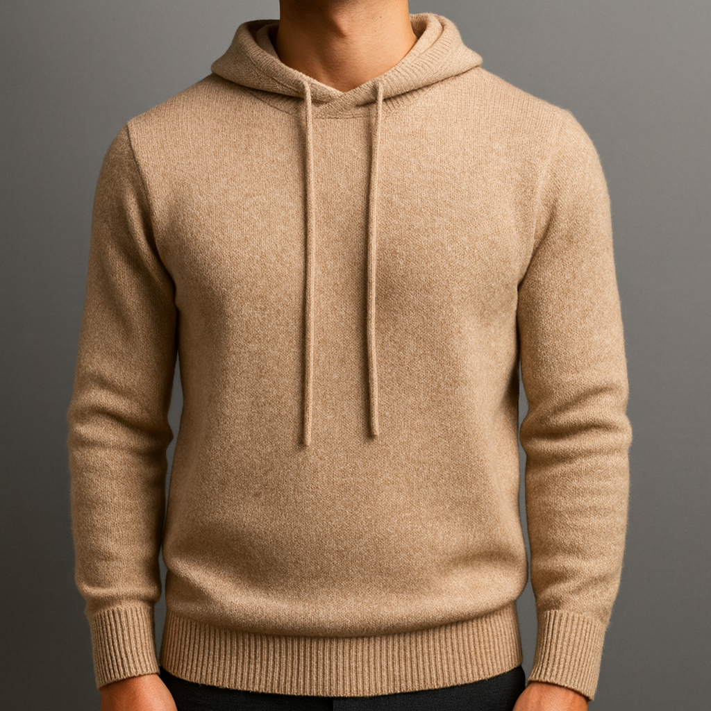 Men’s Hooded Jumper – Minimal Long Sleeve Pullover with Drawstring Detail