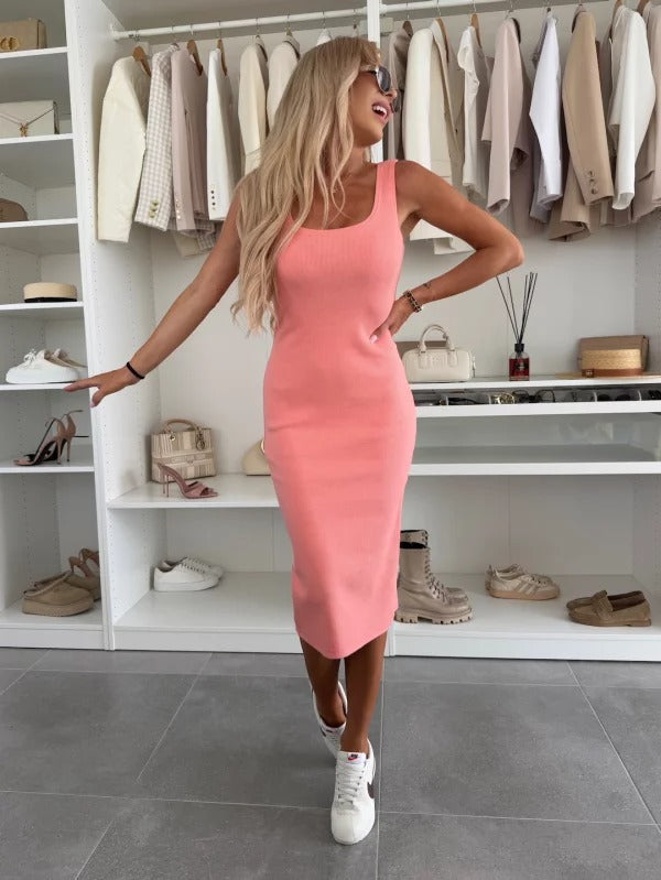 Women's Two Piece Knit Set - Cropped Cardigan and Bodycon Midi Skirt