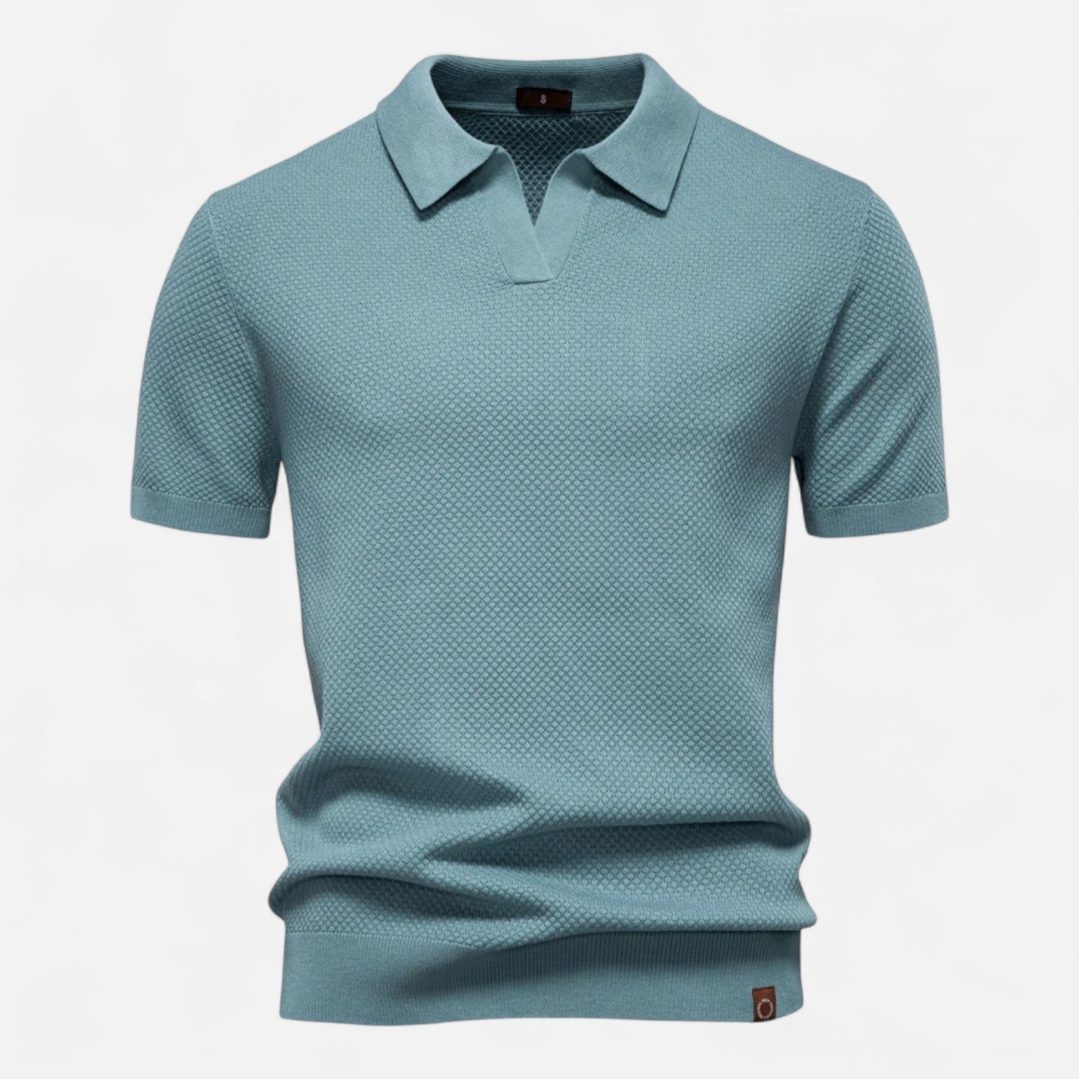 Men’s Textured Polo Shirt – Short Sleeve Tailored Fit with Structured Collar