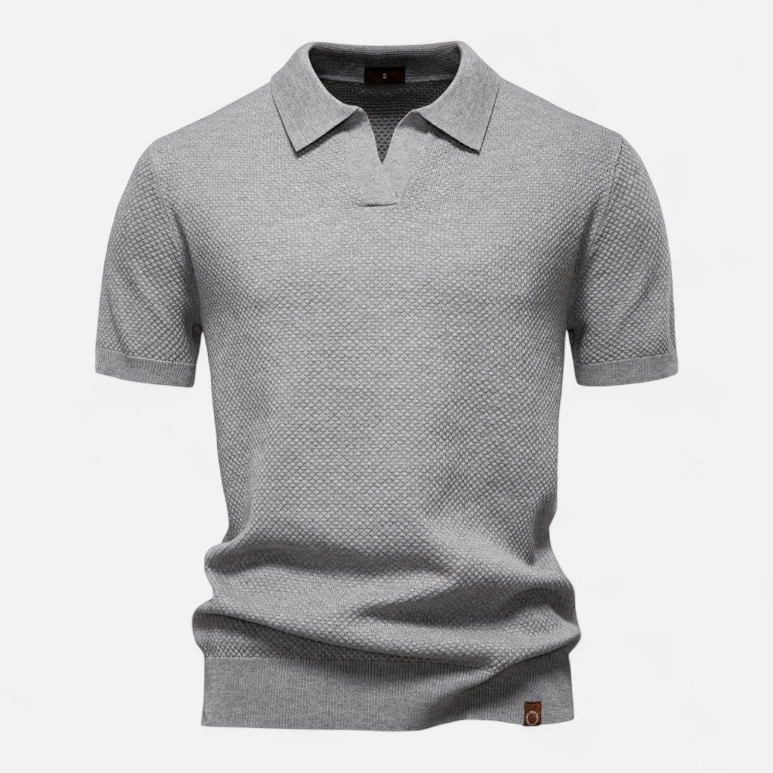 Men’s Textured Polo Shirt – Short Sleeve Tailored Fit with Structured Collar