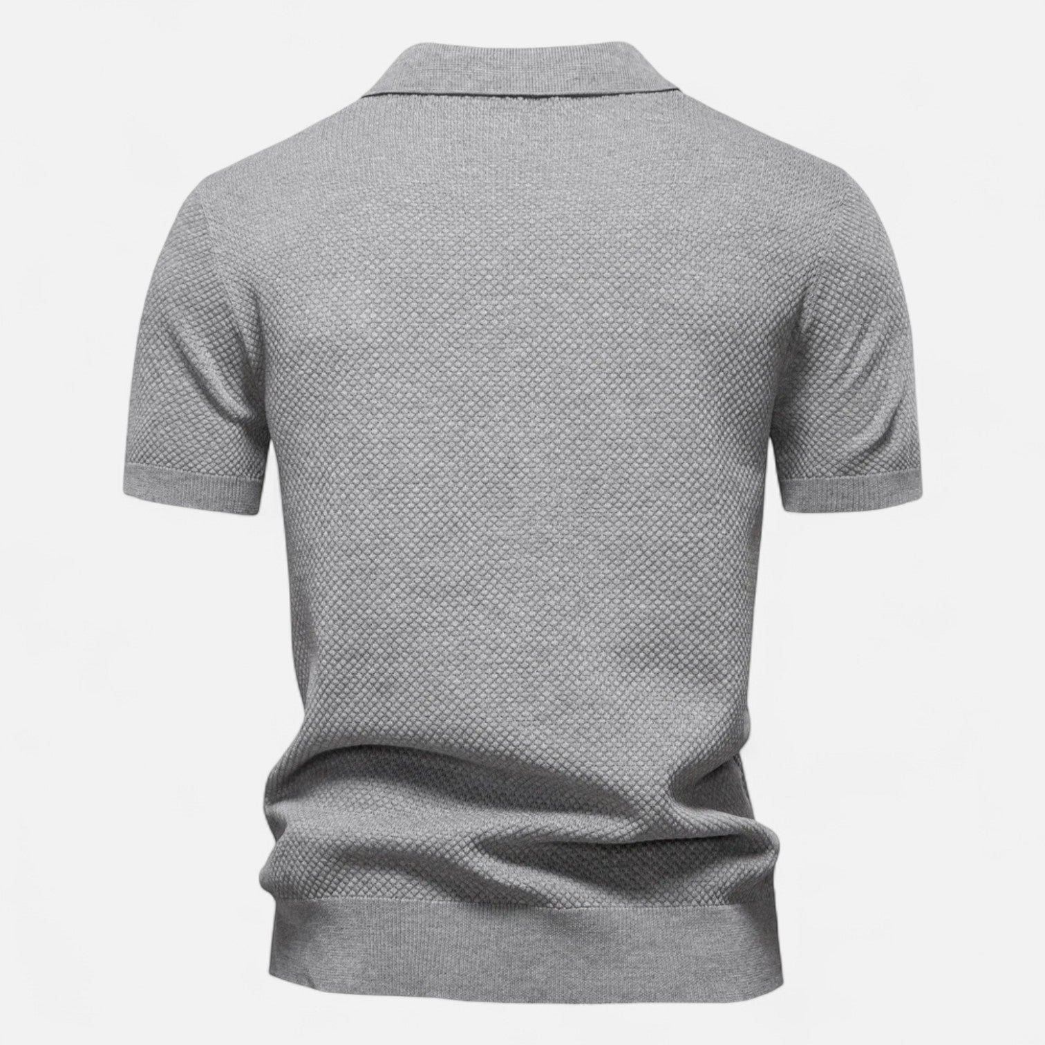 Men’s Textured Polo Shirt – Short Sleeve Tailored Fit with Structured Collar