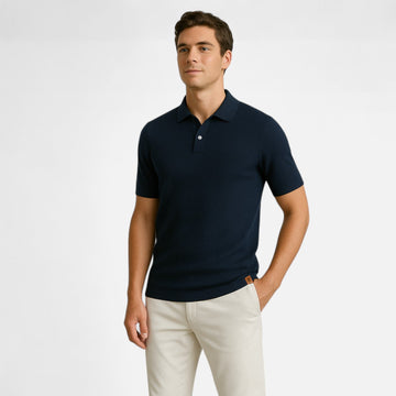 Men’s Textured Polo Shirt – Short Sleeve Tailored Fit with Structured Collar