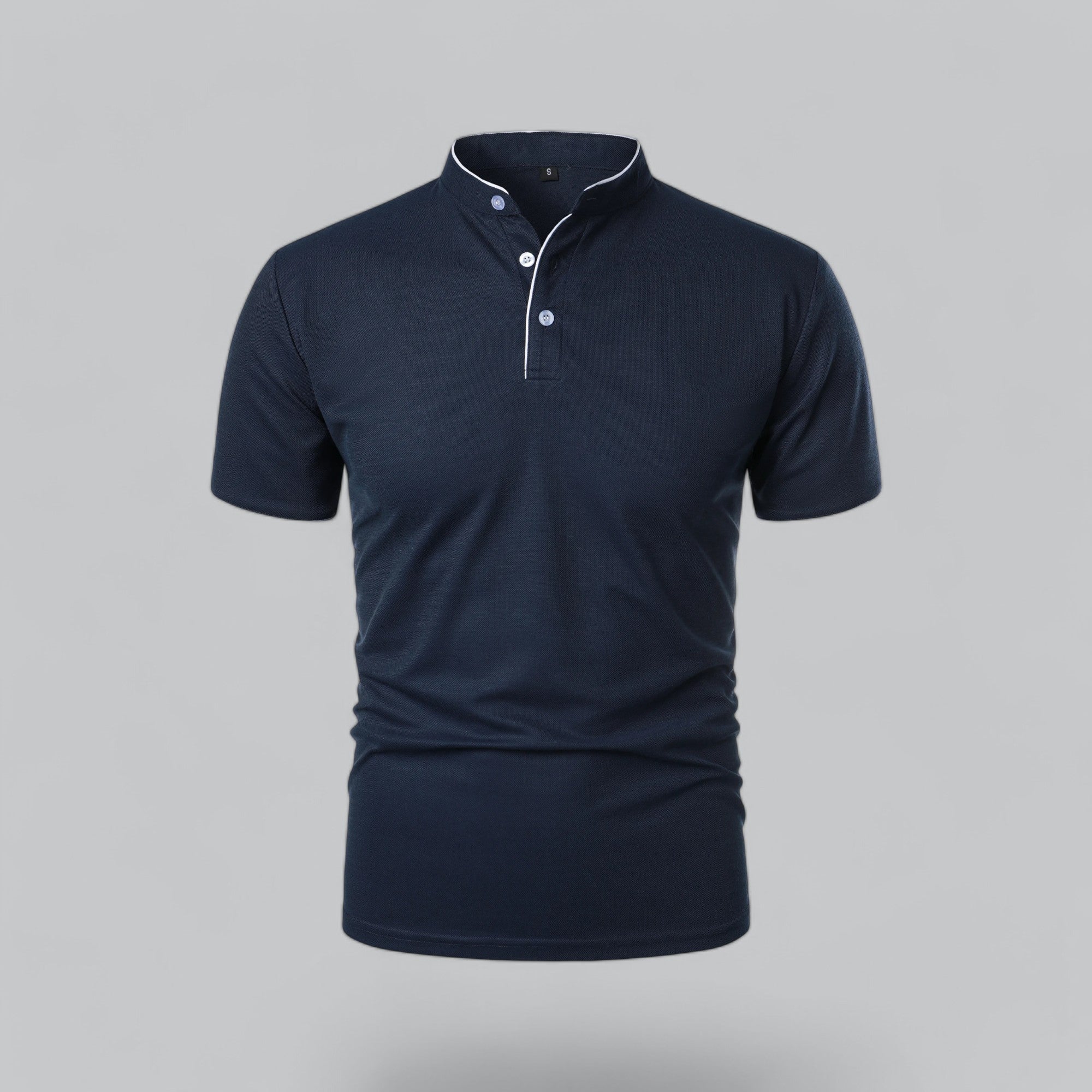 Men's Polo Shirt - Stand Collar Short Sleeve Contrast Trim