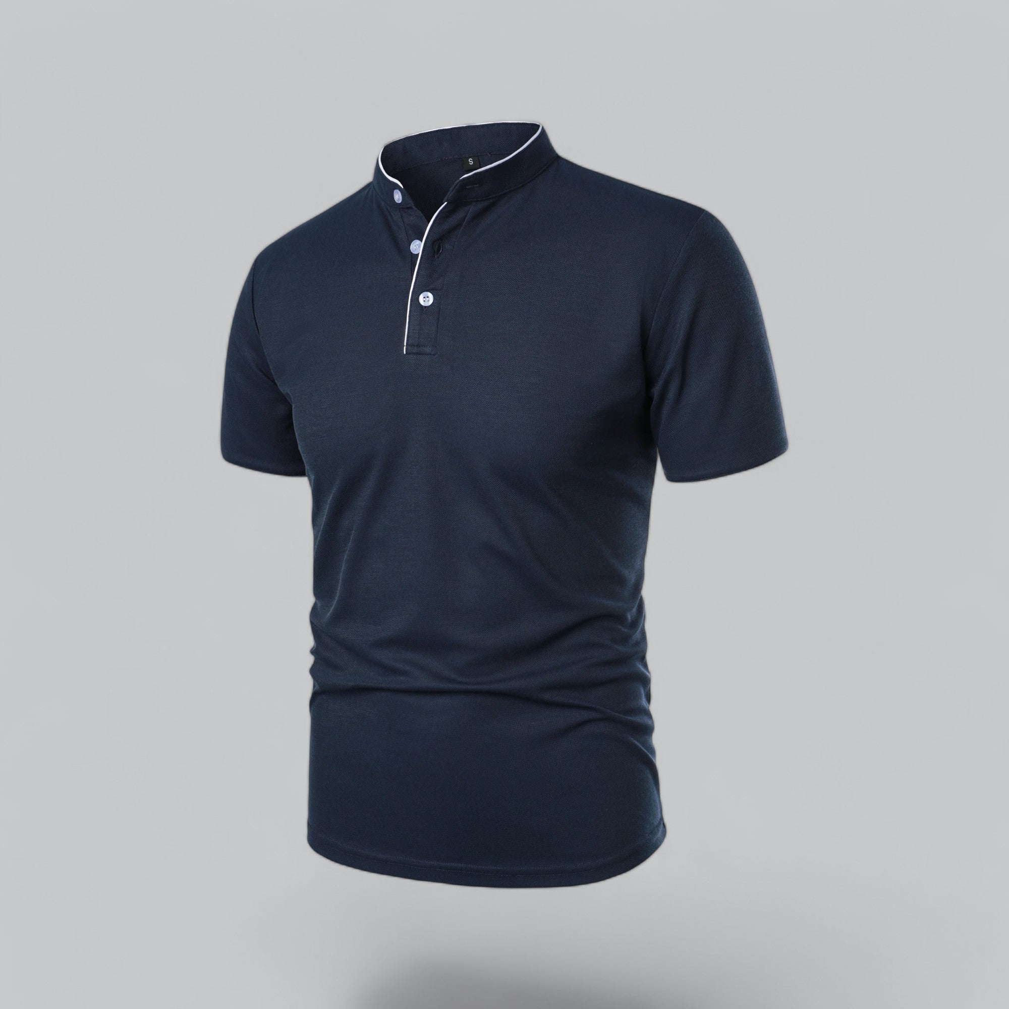 Men's Polo Shirt - Stand Collar Short Sleeve Contrast Trim