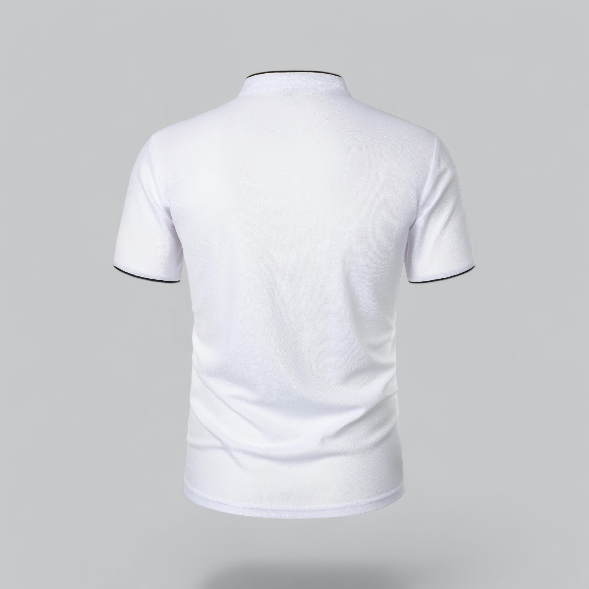Men's Polo Shirt - Stand Collar Short Sleeve Contrast Trim