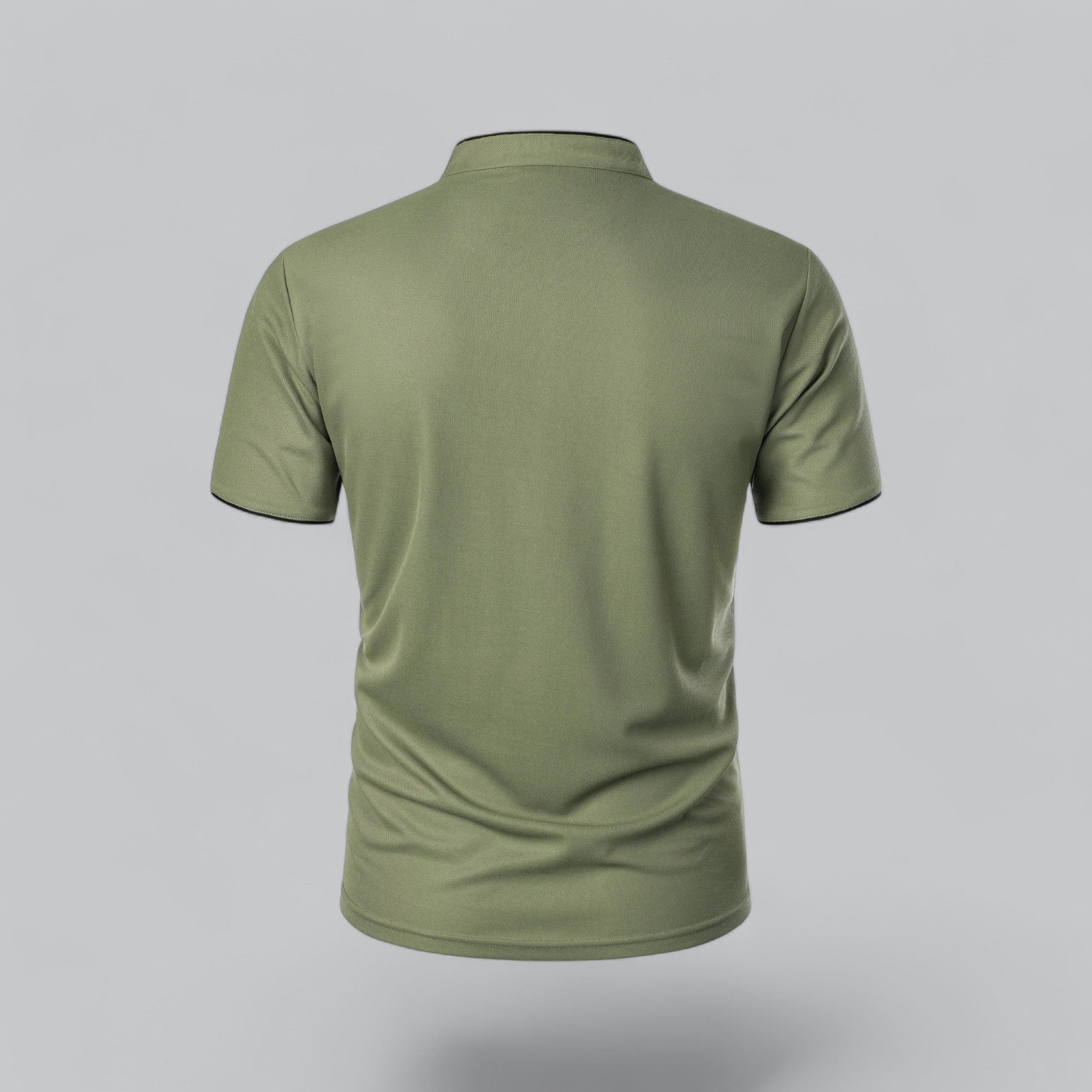Men's Polo Shirt - Stand Collar Short Sleeve Contrast Trim