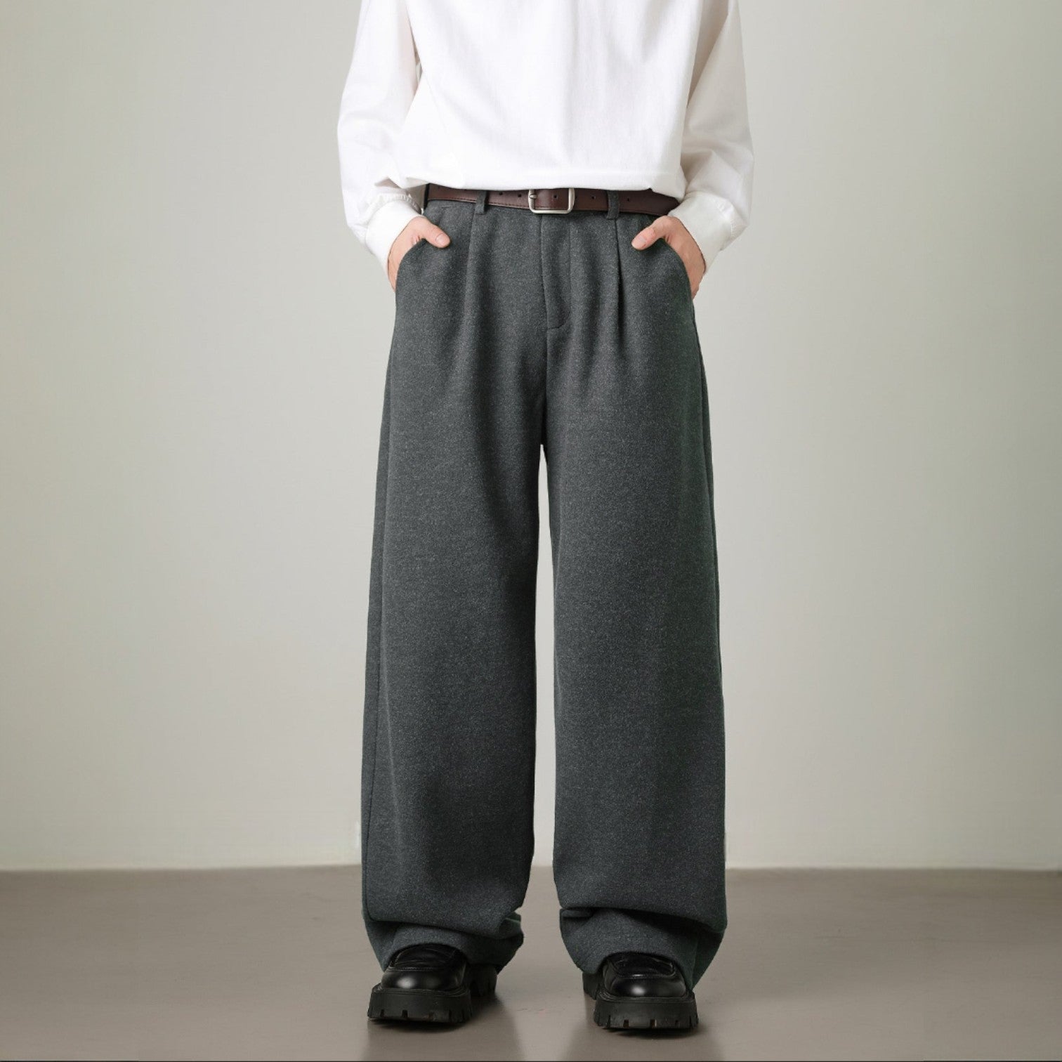 Women's High Waisted Pleated Front Wide Leg Pants