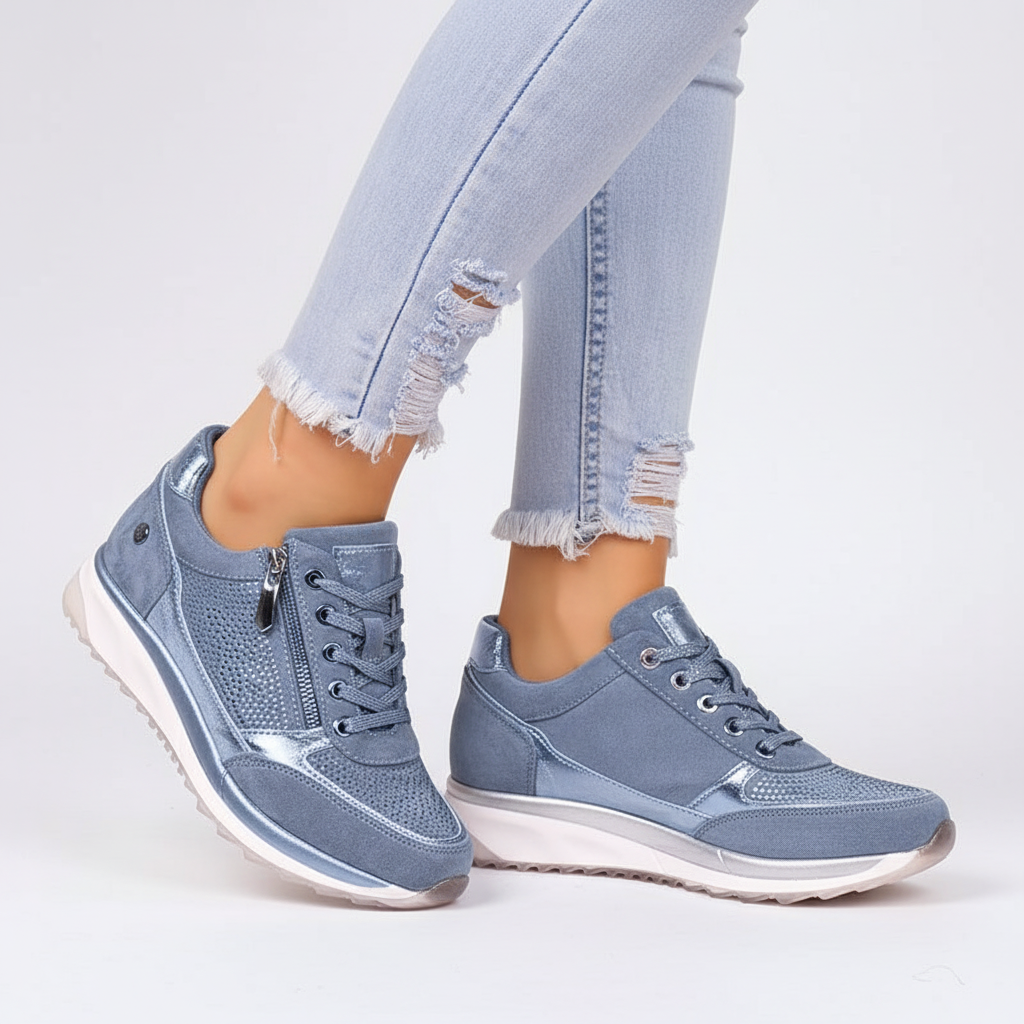Women's Orthopedic Side Zip Lace-Up Platform Sneakers