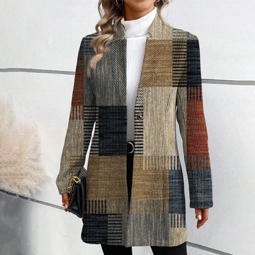 Women’s Patchwork Longline Blazer Coat – Hand Crafted Statement Outerwear
