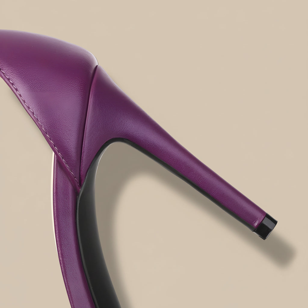 Women’s Pointed Toe Stiletto Heels – Bow T-Strap with Gold Cap Detail