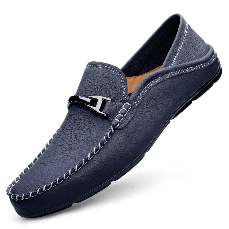 Men’s Slip-On Loafers – Metal Detail Moccasin Design