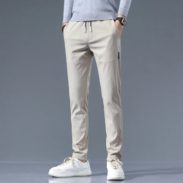 Men’s Drawstring Straight-Leg Trousers – Relaxed Casual Fit