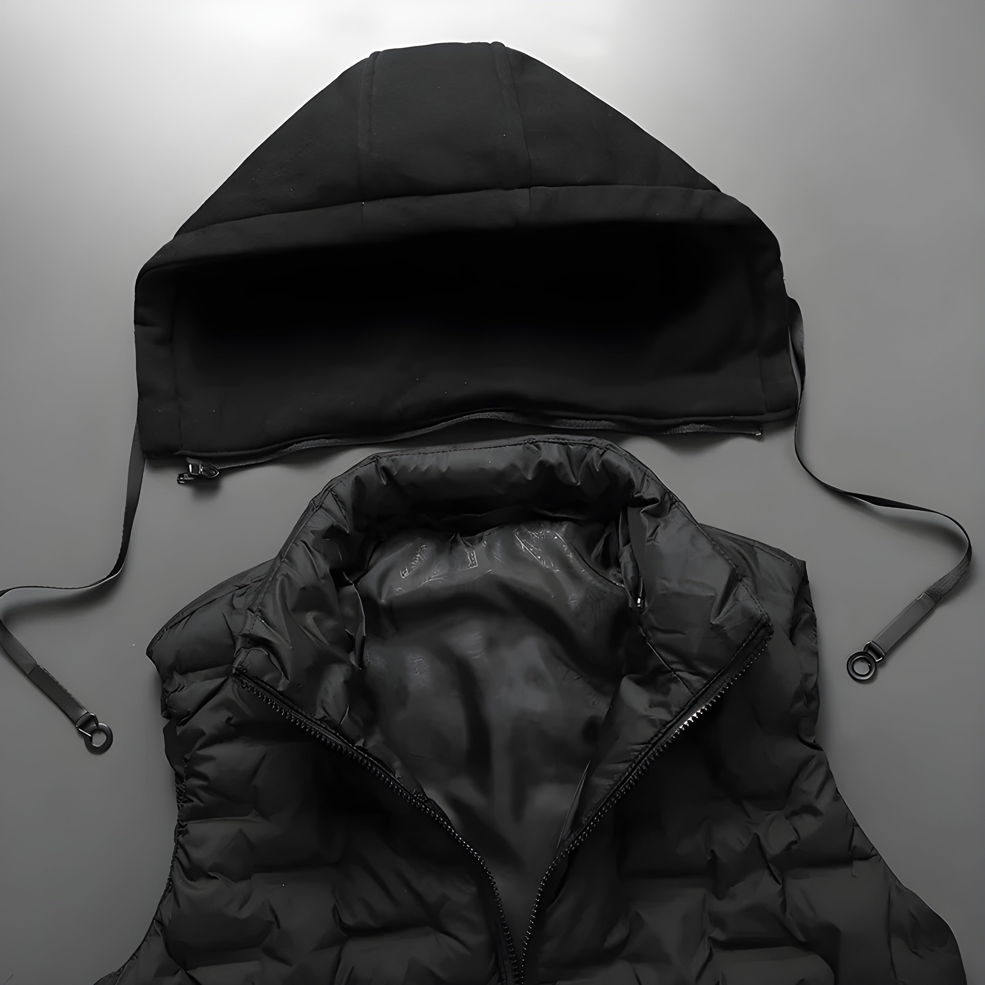 Men’s Hooded Puffer Vest – Zip Front Sleeveless Quilted Gilet with Drawstring Hood