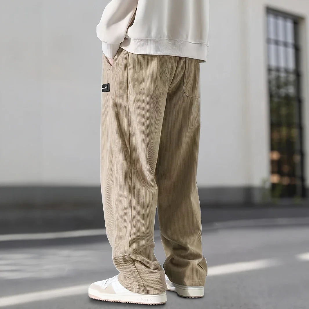 Men’s Corduroy Drawstring Sweatpants – Relaxed Straight Fit