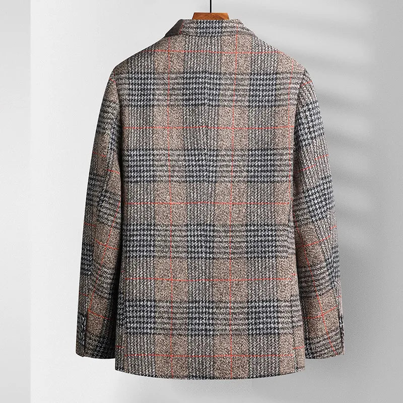 Men’s Plaid Sport Coat with Notch Lapel and Two-Button Front