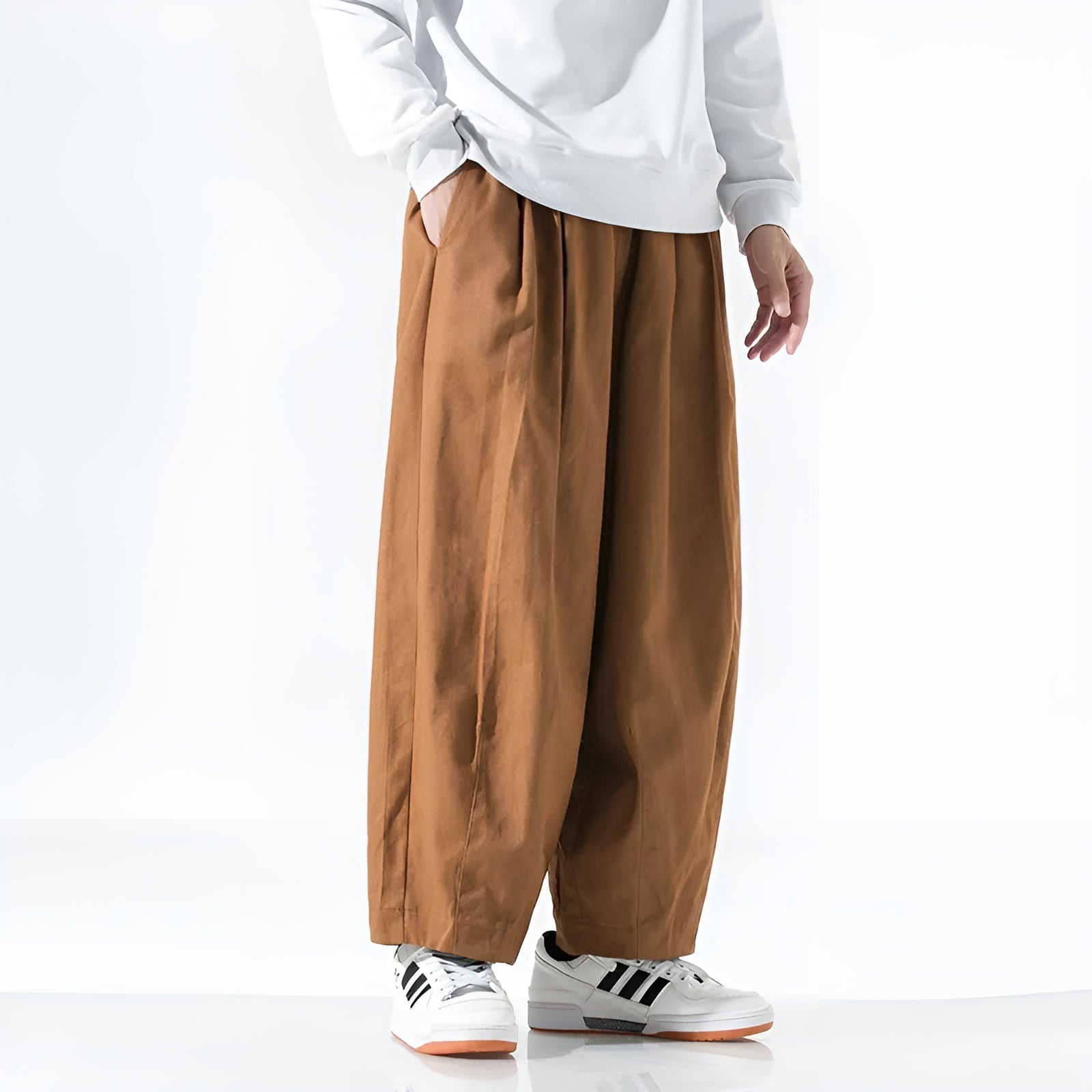 Men’s Wide Leg Pants – Casual High Waist Pleated Tapered Pants with Cropped Length