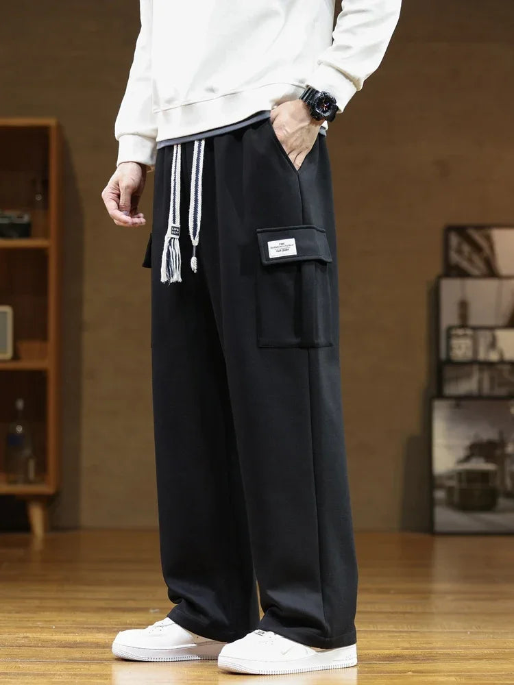 Men’s Relaxed Cargo Sweatpants – Drawstring Utility Fit