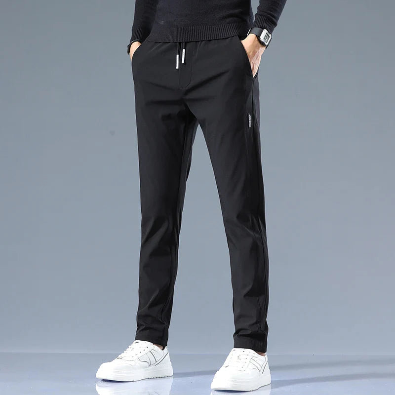 Men’s Drawstring Straight-Leg Trousers – Relaxed Casual Fit