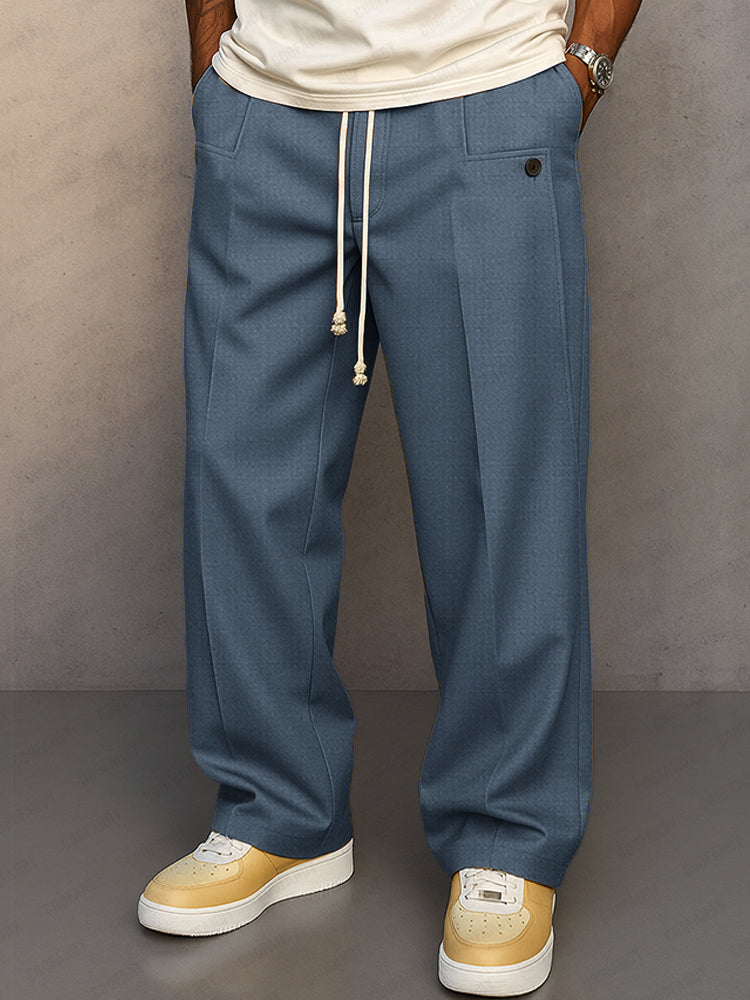 Men's Drawstring Pleated Dress Pants - Relaxed Tailored Fit