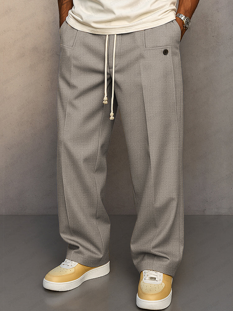 Men's Drawstring Pleated Dress Pants - Relaxed Tailored Fit