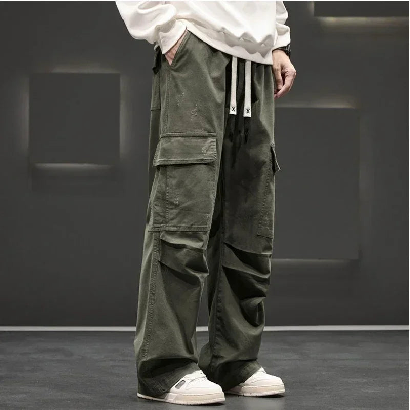 Men’s Wide-Leg Cargo Pants – Relaxed Utility Fit