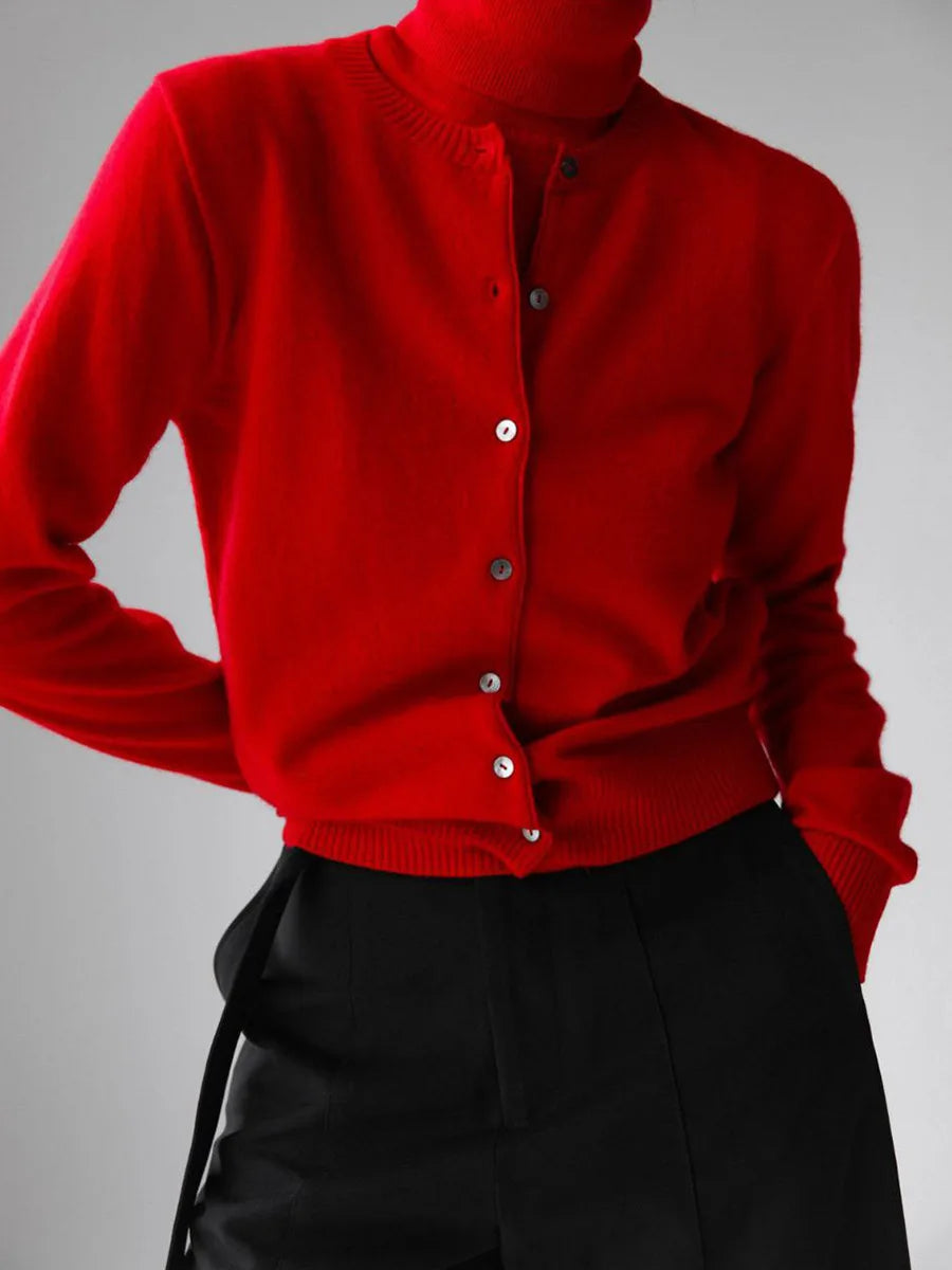 Women’s Sleeveless High Neck Knitted Vest with Ribbed Hem and Fitted Silhouette