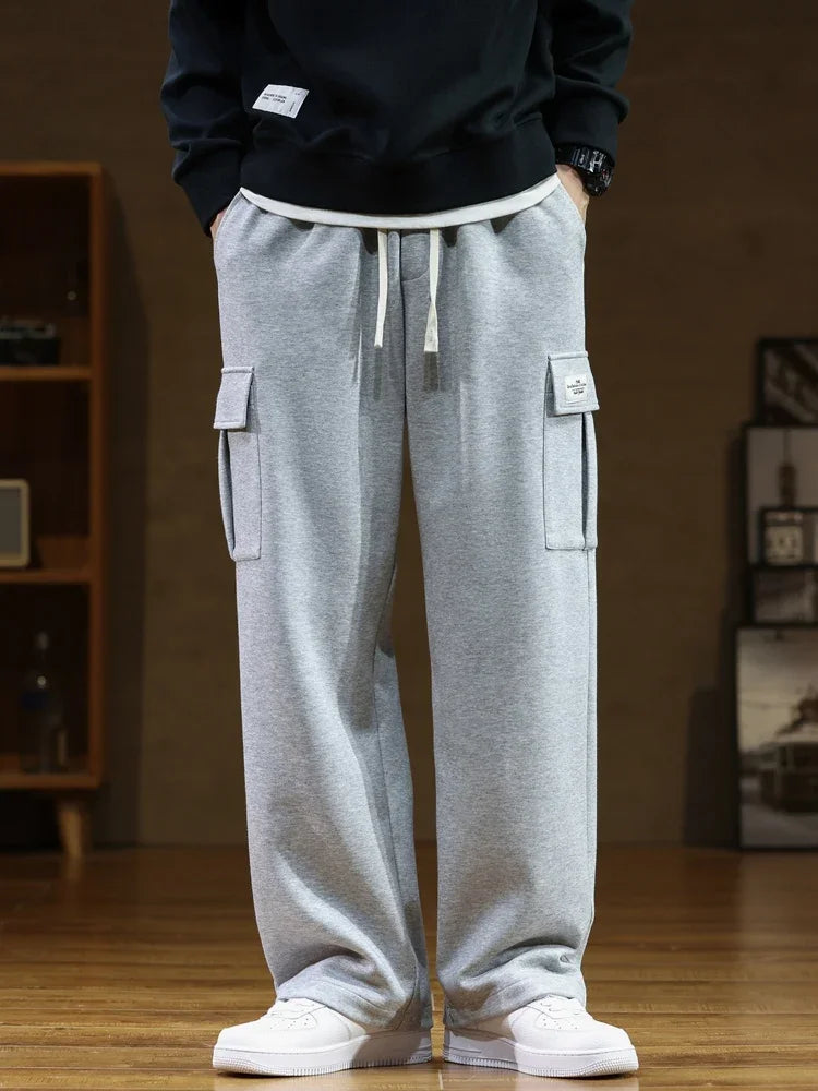 Men’s Relaxed Cargo Sweatpants – Drawstring Utility Fit