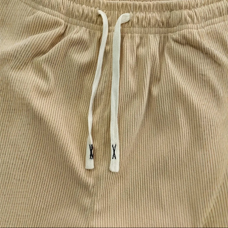 Men’s Corduroy Drawstring Sweatpants – Relaxed Straight Fit
